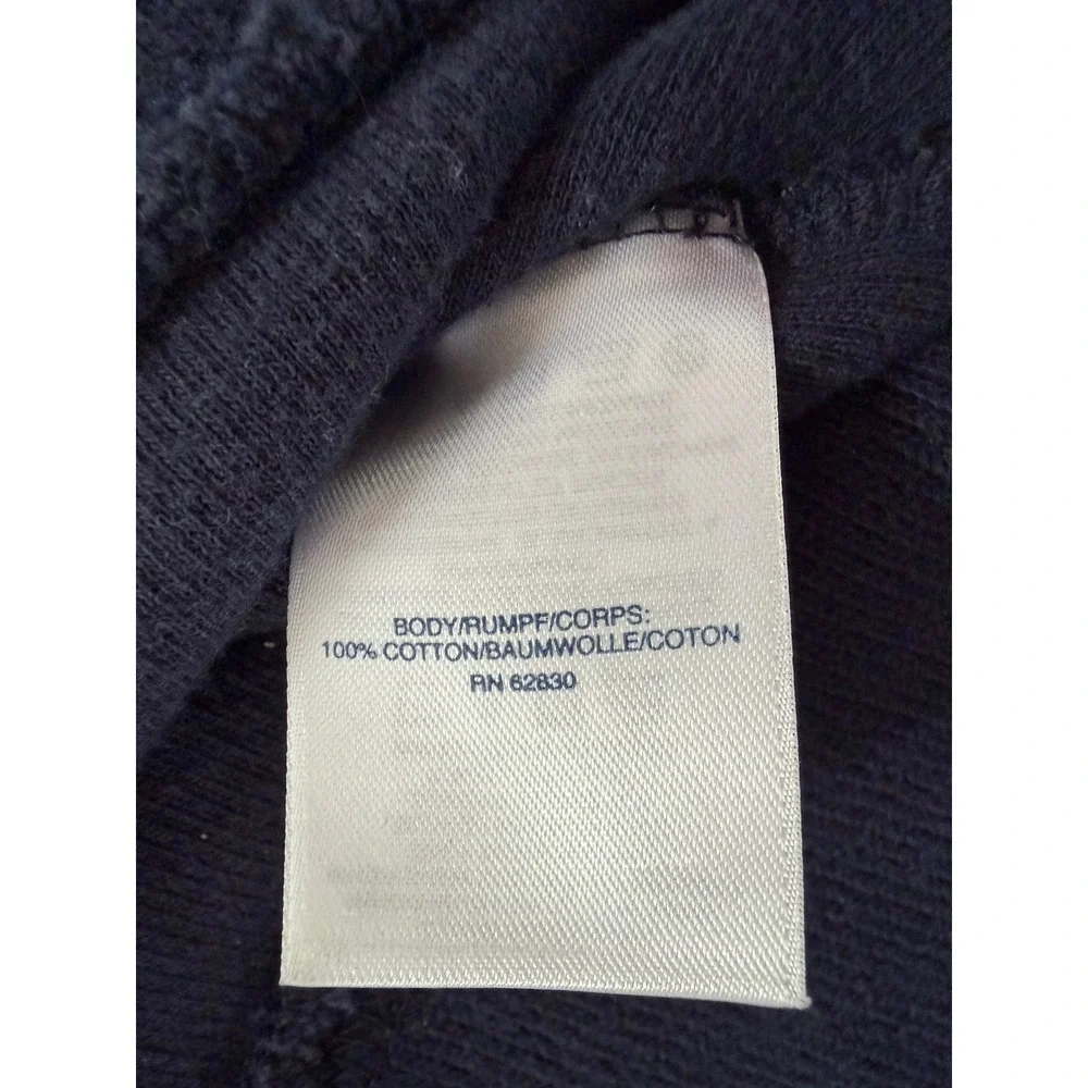 Lands End Mens Medium 100% Cotton Quarter Zip Colorblock Navy Blue Red Sweater
